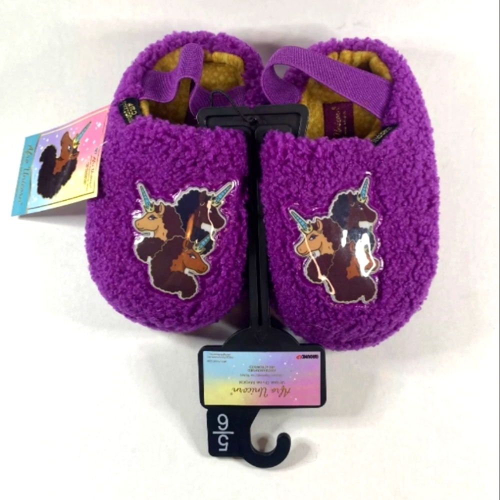Afro Unicorn Girls Slippers Size 5-6 Brand New With Tags